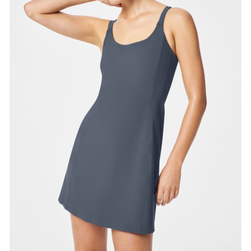 Spanx Get Moving Easy Access Ribbed Straight Dress Dark Storm Stretchy Skort 2X